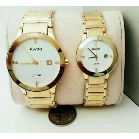 Royal Watch Centrix Gold White Dial Couple