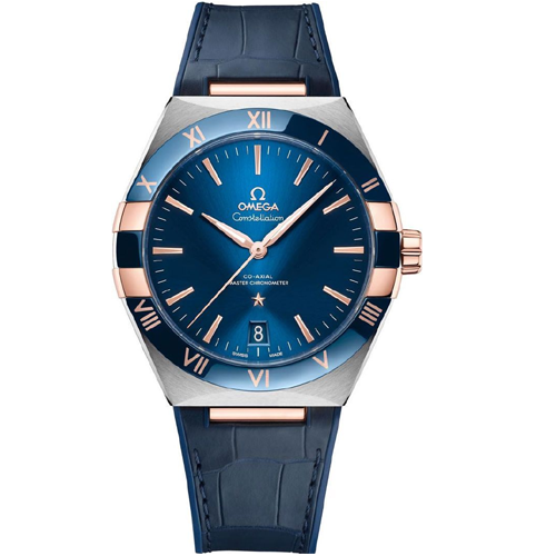 Luxury Watch constellation co axial master chronometer 41 mm Rose Gold Sliver Blue